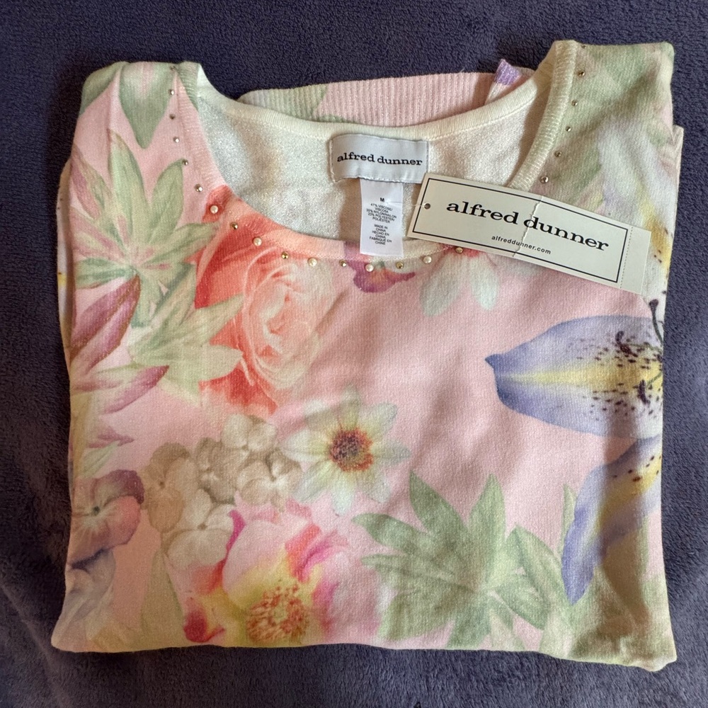 Alfred Dunner Pastel Floral Sweater